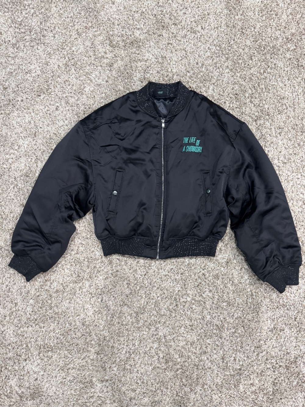 Taylor Swift "Got a Wi$hli$t" Bomber Jacket Black Satin size Large BRAND NEW - Picture 3 of 10